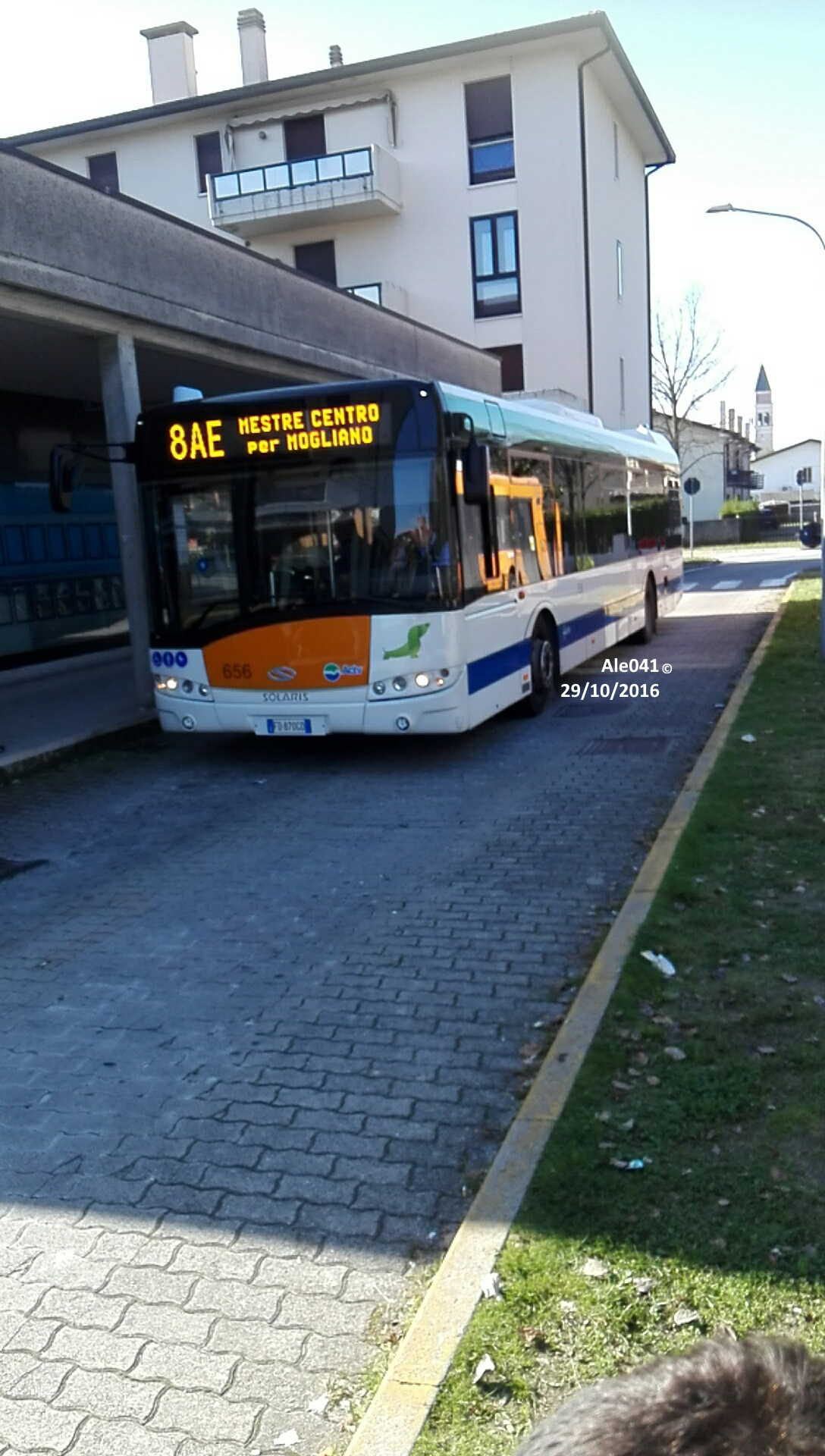 Solaris Urbino 12 numero 656 dell'Actv dell'Actv al capolinea di Marcon (Villaggio della Cooperazione) sulla linea 8AE MESTRE CENTRO per MOGLIANO